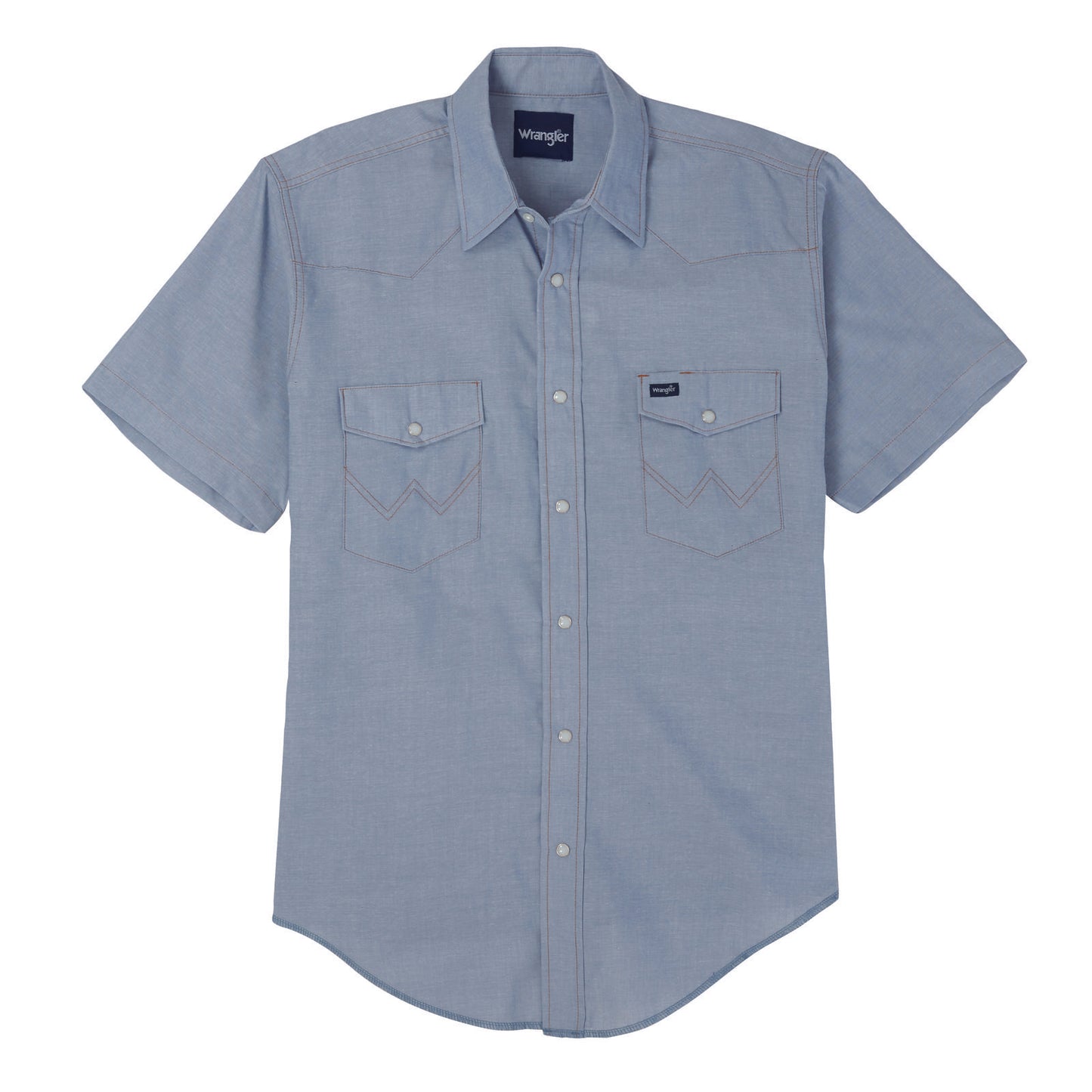 Wrangler® Western Chambray Short Sleeve Workshirt - Classic Fit - Chambray