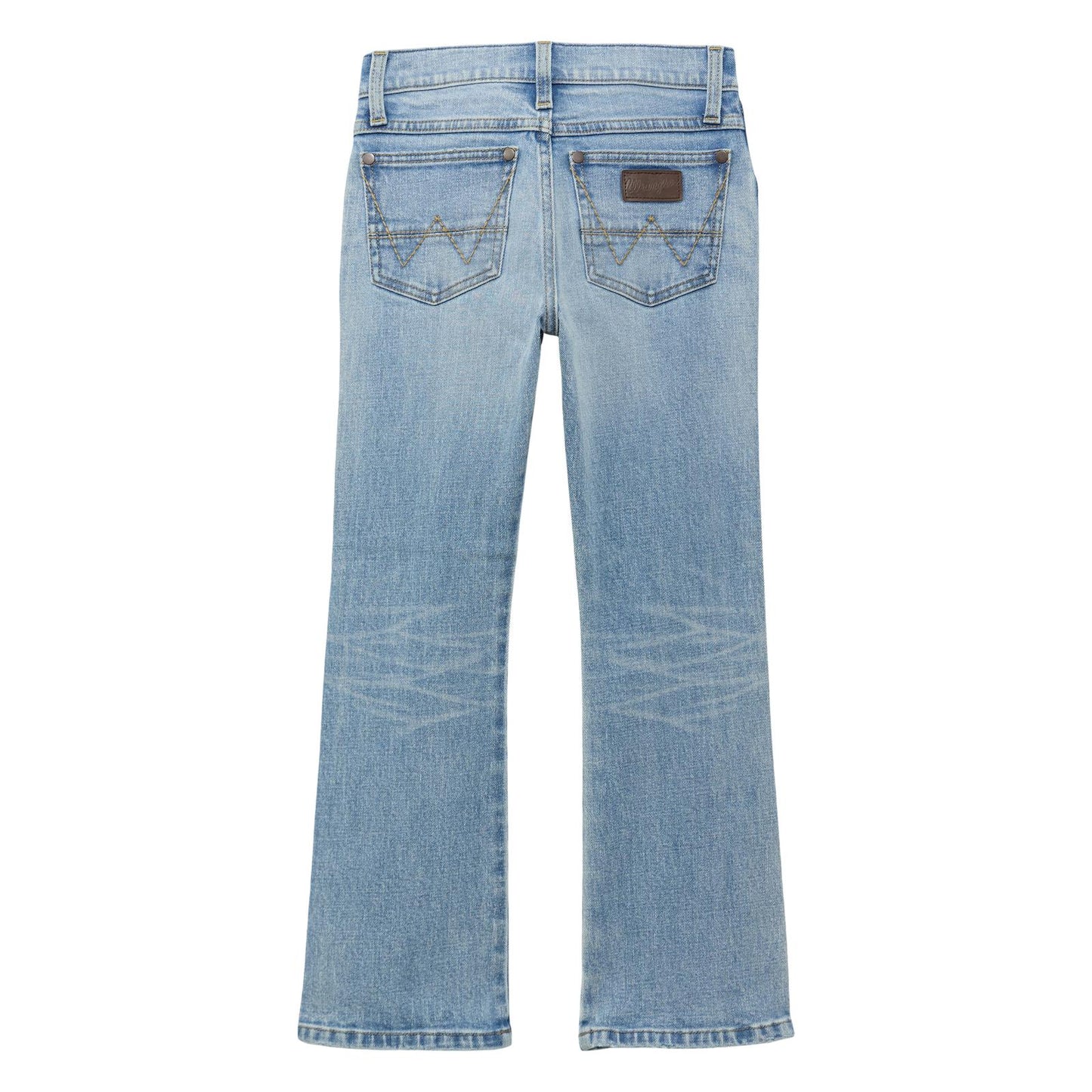 Light blue denim jeans on a white background
