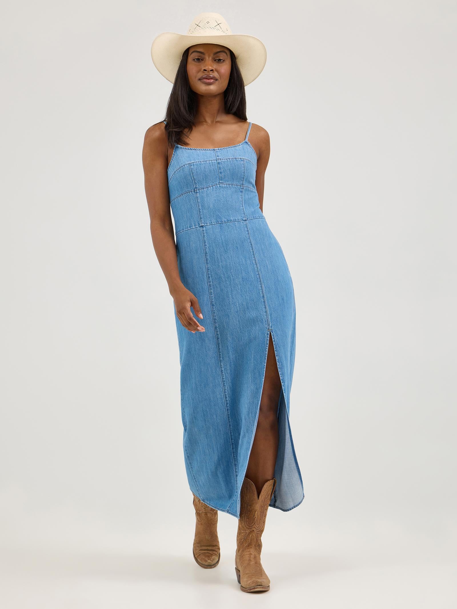 Wrangler Women's Denim Slit Front Maxi Dress