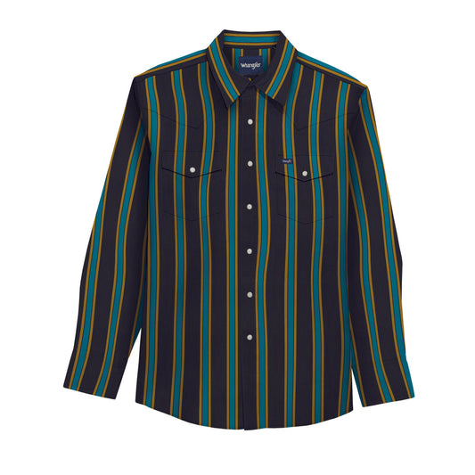 Wrangler Vintage Inspired Long Sleeve Shirt - Classic Fit - Black Multi