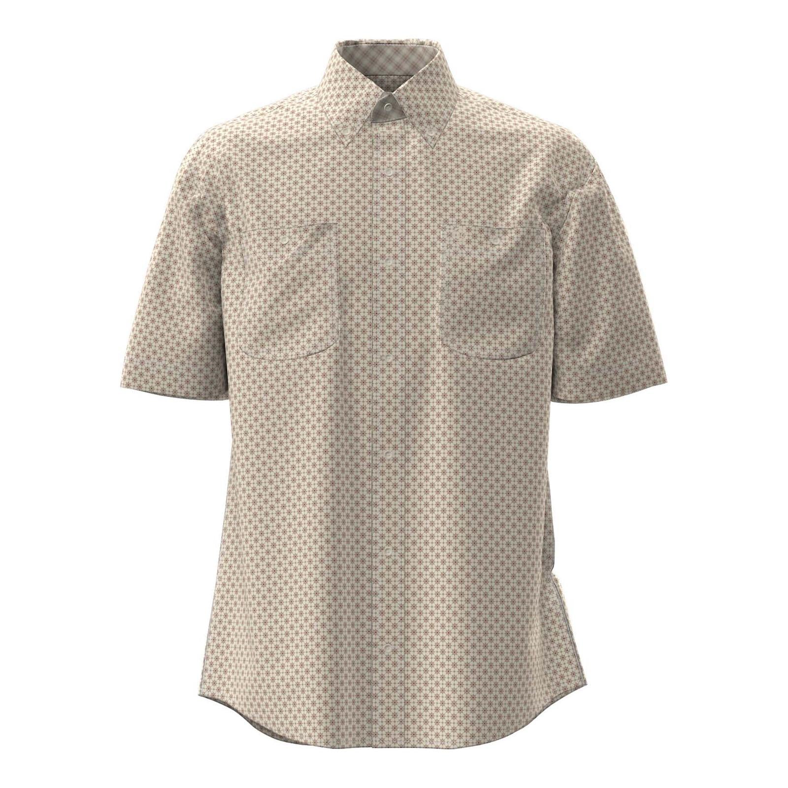 Short-sleeve shirt with a subtle pattern on a white background