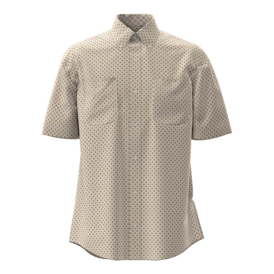 Short-sleeve shirt with a subtle pattern on a white background