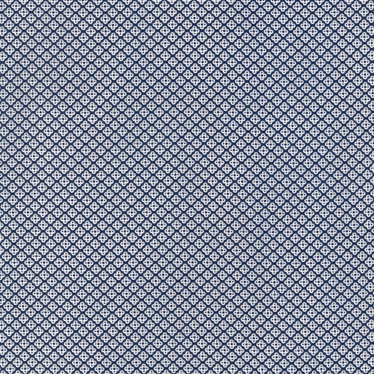 Navy blue and white geometric patterned fabric texture