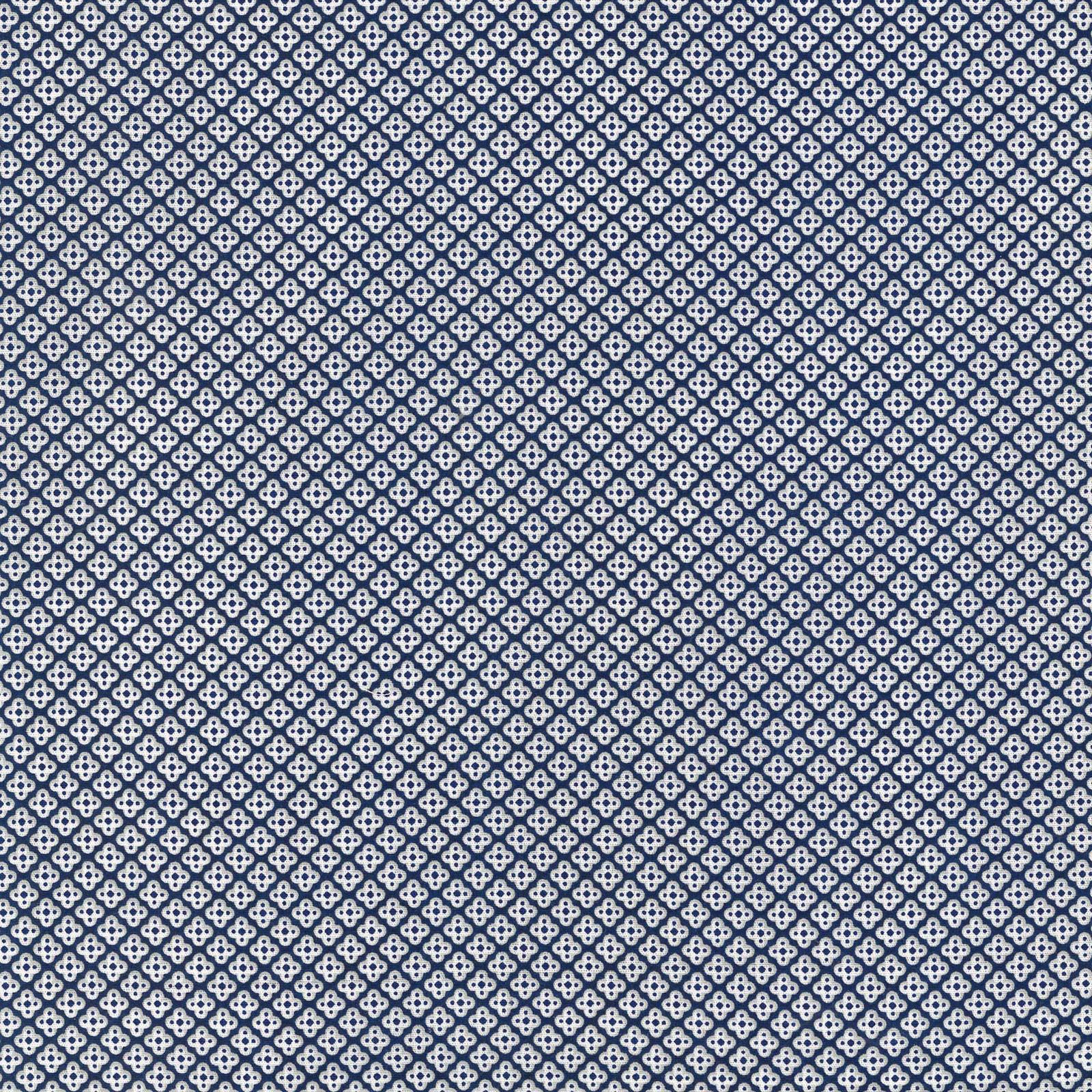 Navy blue and white geometric patterned fabric texture