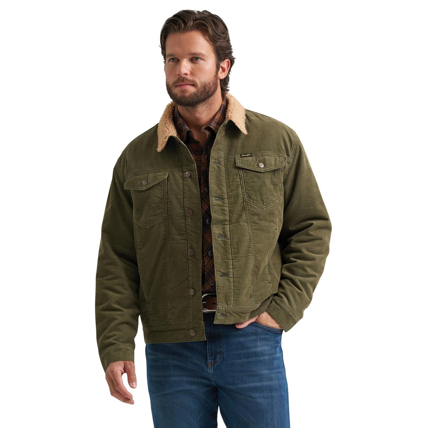 Wrangler Mens Sherpa Lined Corduroy Trucker Jacket