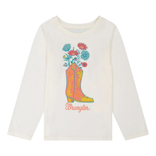 Wrangler® Girls Long Sleeve T-Shirt - White - 112382683