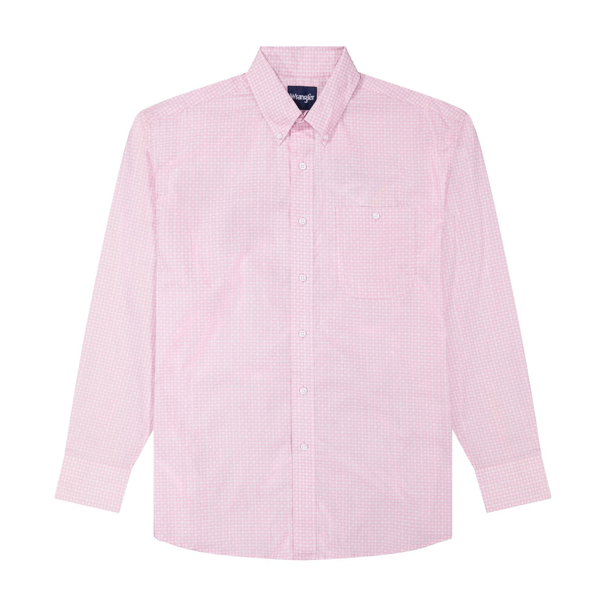 Wrangler® Bucking Cancer Long Sleeve Shirt - Snaps - Pink - 112385931