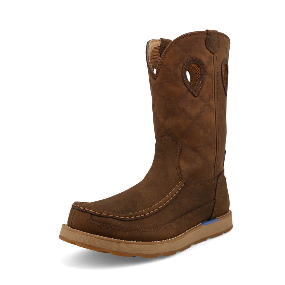 11" Work Pull On Wedge Sole Boot - Brunette & Pecan - MCBX001