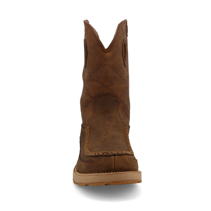 11" Work Pull On Wedge Sole Boot - Brunette & Pecan - MCBX001