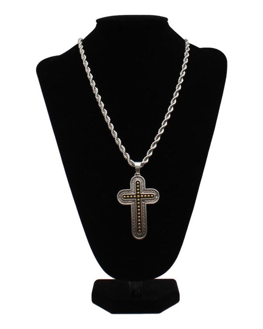 Twister Men's Antique Silver Gold Cross Necklace