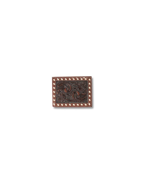 Ariat Men's Floral Embossed Buck Lace Bifold Wallet