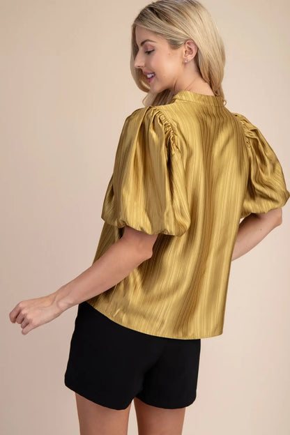 GLAM - V-Neck Puff-Sleeve Top