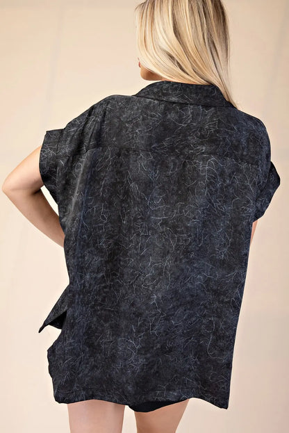 GLAM - Collar Neck Short Sleeve Button Down Shirt