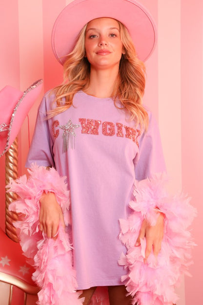 Sequin Cowgirl Lavender Tee