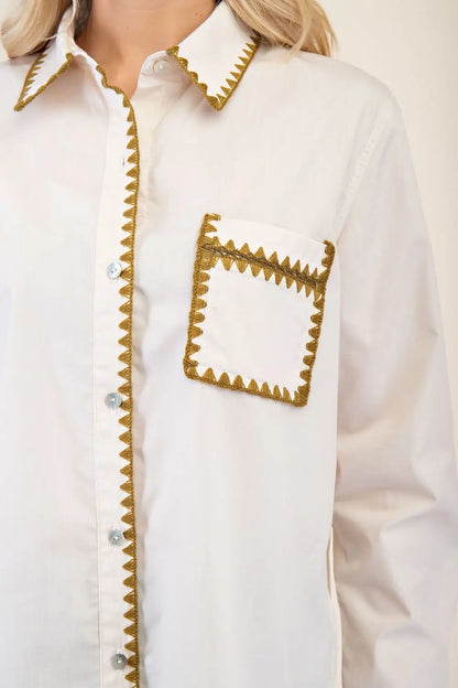 GLAM - Front Button Embroidered Shirt