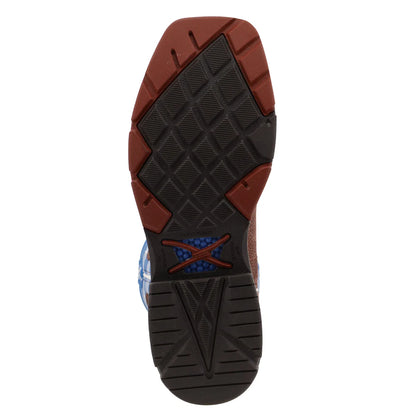 12" Western Work Boot - Burgundy & Sky Blue - MXBA001