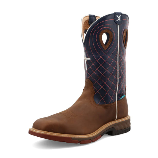 12" Western Work Boot - Mocha & Navy - MXBAW01