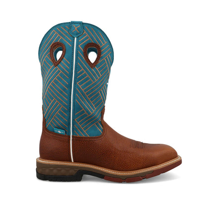 12" Western Work Boot - Sequoia & Turquoise - MXBAW07