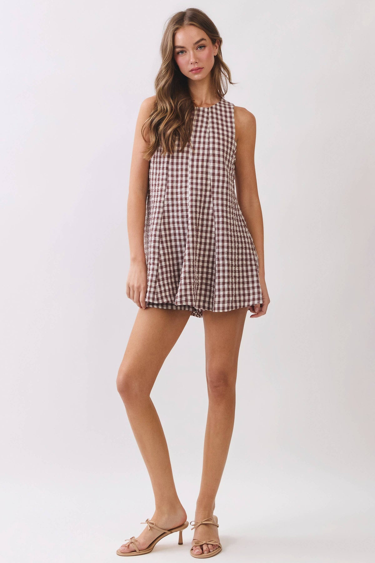 Reminiscence - Gingham Sleeveless Baby doll Romper - RD304-1