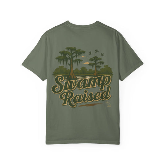 Green t-shirt with graphic design and text 'Call Me Big Papa' on a white background