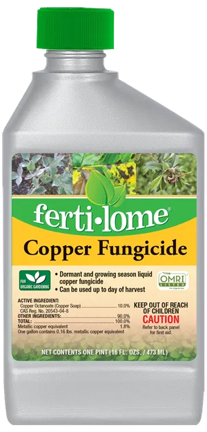 Ferti-Lome Copper Fungicide bottle with green cap and label