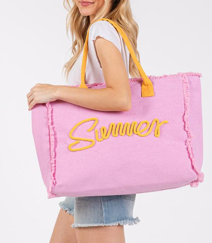 Summer Rope Letter Canvas Tote Bag