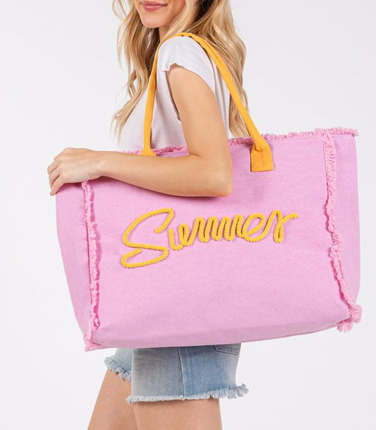 Summer Rope Letter Canvas Tote Bag