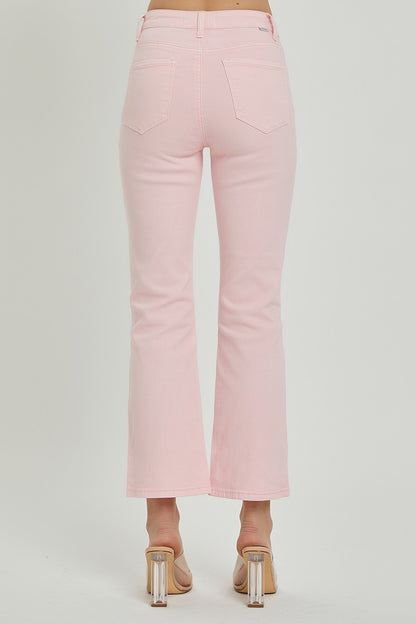 Pink High Rise Crop Straight Pants