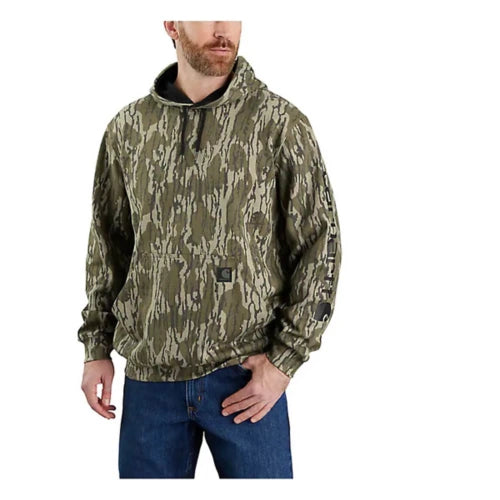 Loose Fit Midweight Camo Sleeve Graphic Hoodie