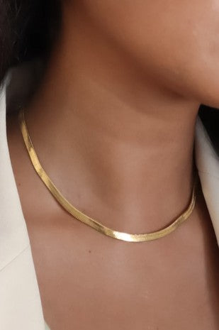 18k Gold Waterproof Stainless Steel Necklace (herringbone)