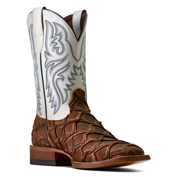 Riverside Wide Square Toe Cowboy Boot - Cognac Bass Print-10080348