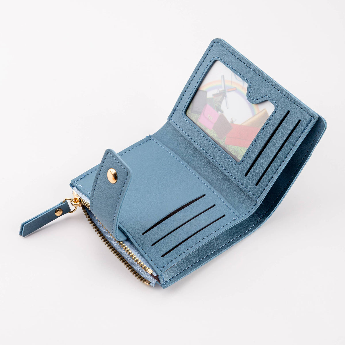 Hana - Compact Diamond-Stitched Pattern ID Window Wallet