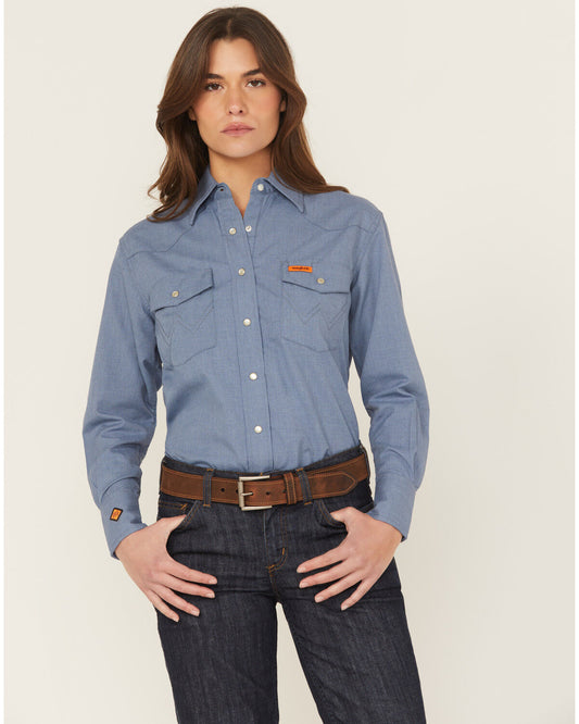WOMEN'S WRG LS DENIM SNAP SHIRT