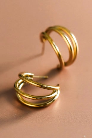 18k Waterproof Non-tarnish Stainless Steel Hoops (gold)
