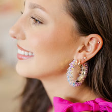 PINK Flower Sequin Hoop Earrings