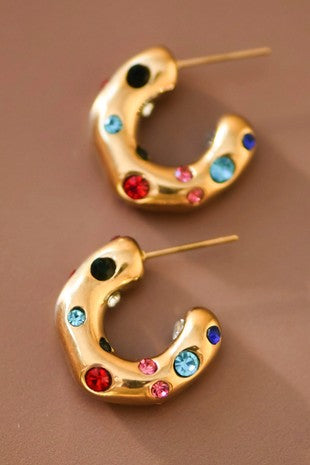 18k Waterproof Non-tarnish Stainless Steel Hoops (MULTI-COLORED)