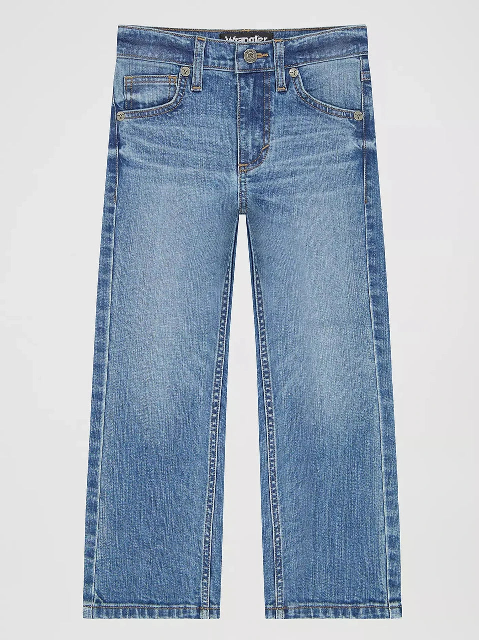 A pair of light blue denim jeans with a straight-leg fit, shown flat against a light gray background. The brand name 'Mendeley' is visible on the inner waistband label.