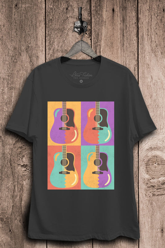 Rock & Roll Guitar Pop Art Graphic Top