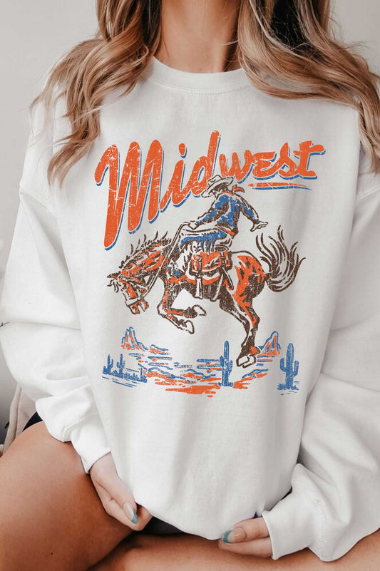 Midwest Rodeo Cowboy Graphic Brushed Sweatshirts
