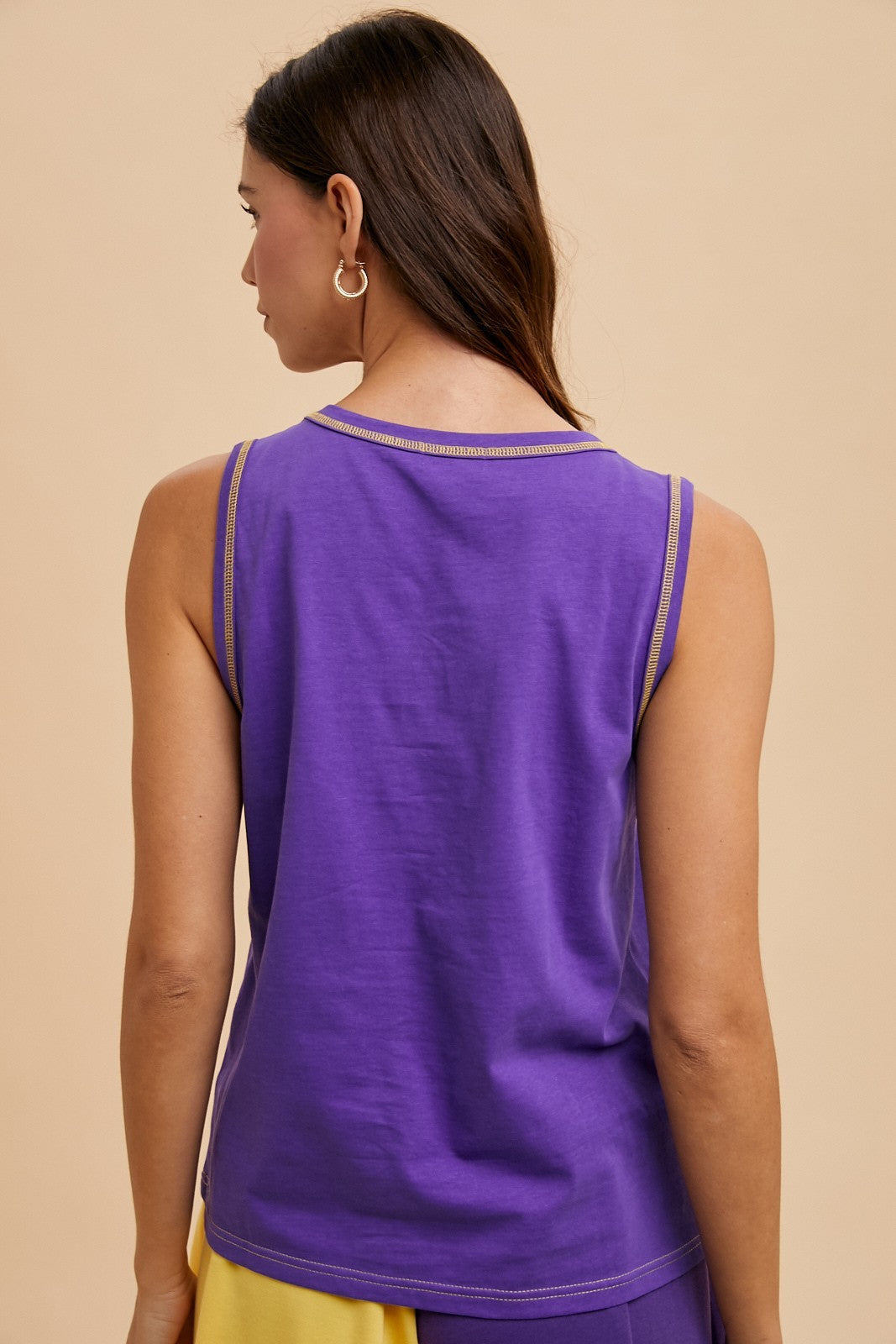 Purple & Gold Bow Knit Tank