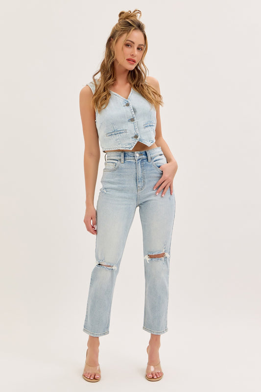 CELLO - High Rise Straight With Asymmetric Back Pockets