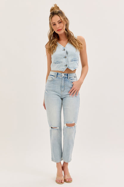 CELLO - High Rise Straight With Asymmetric Back Pockets