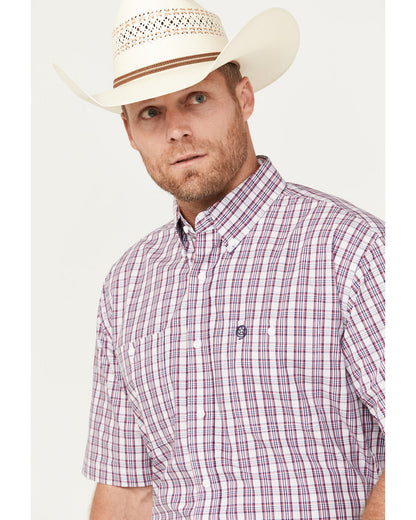 Wrangler® George Strait Collection One Pocket Short Sleeve Shirt - Blue/Red - 2365408