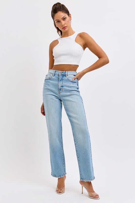 Cello Super High Rise Dad Jean with Mini Slit