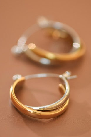 18k Waterproof Non-tarnish Stainless Steel Hoops (silver&gold)