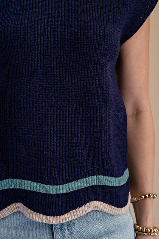 Mock Neck Knit Sweater Vest