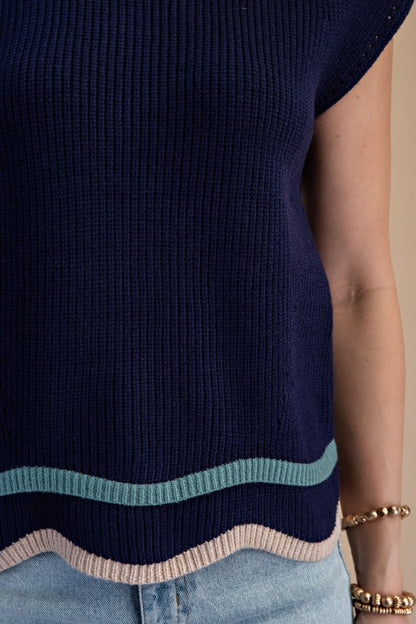 Mock Neck Knit Sweater Vest