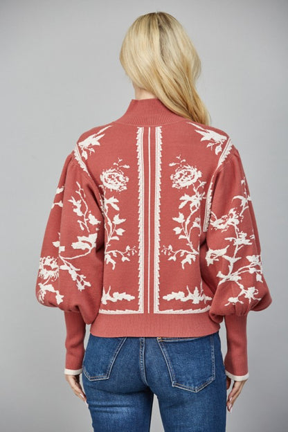 Dramatic Balloon Sleeve Mock Neck Sweater