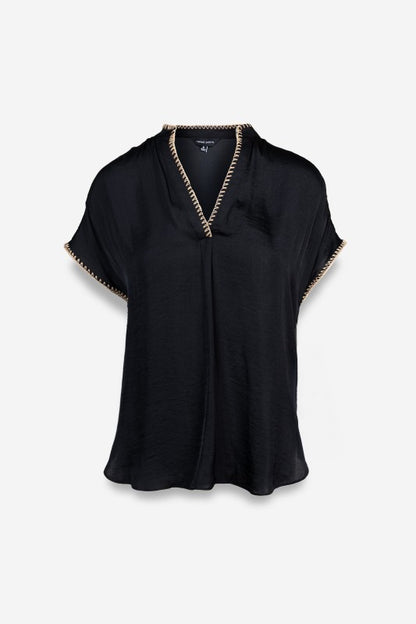 Whipstitch Drop Shoulder Regular Blouse