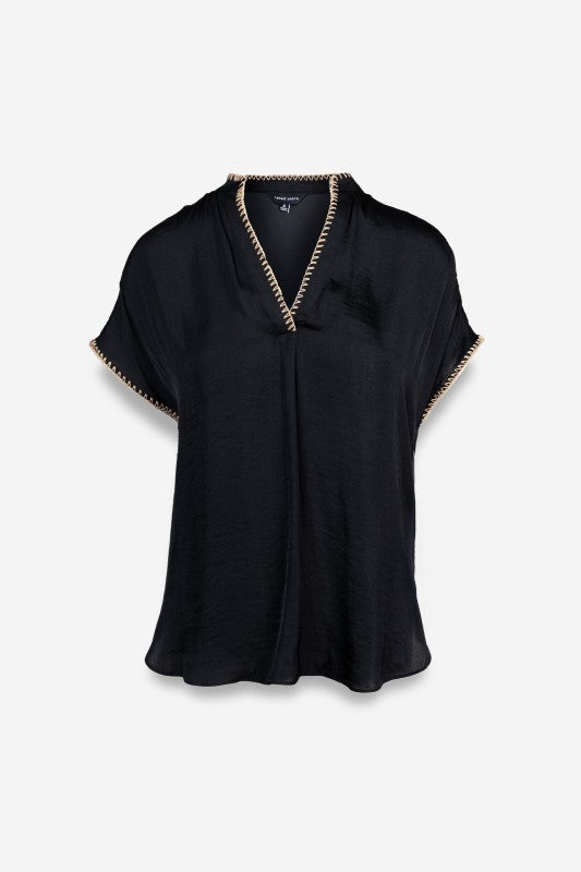 Whipstitch Drop Shoulder Regular Blouse